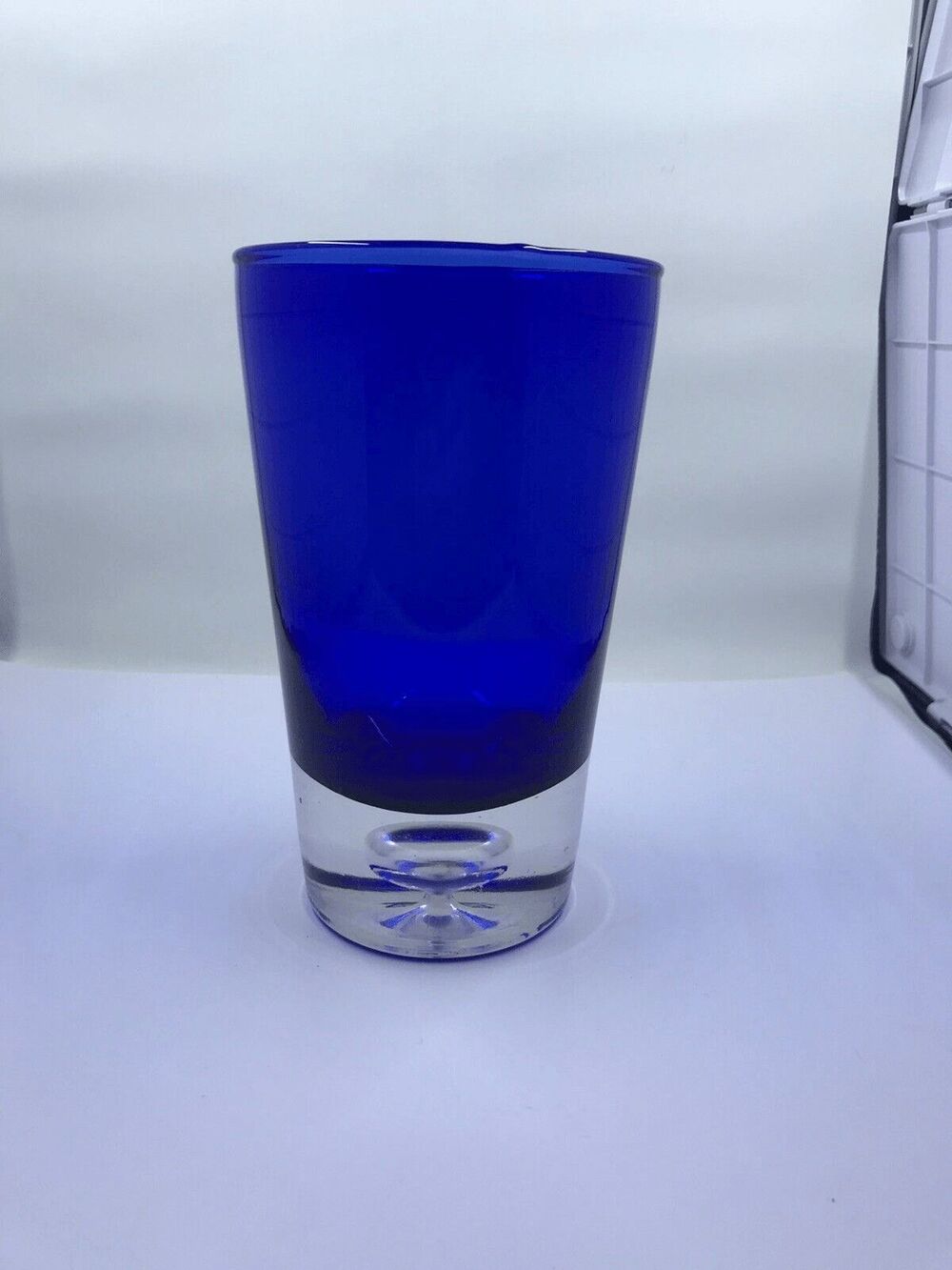 Handblown Cobalt blue glass captured bubble in base glass 1